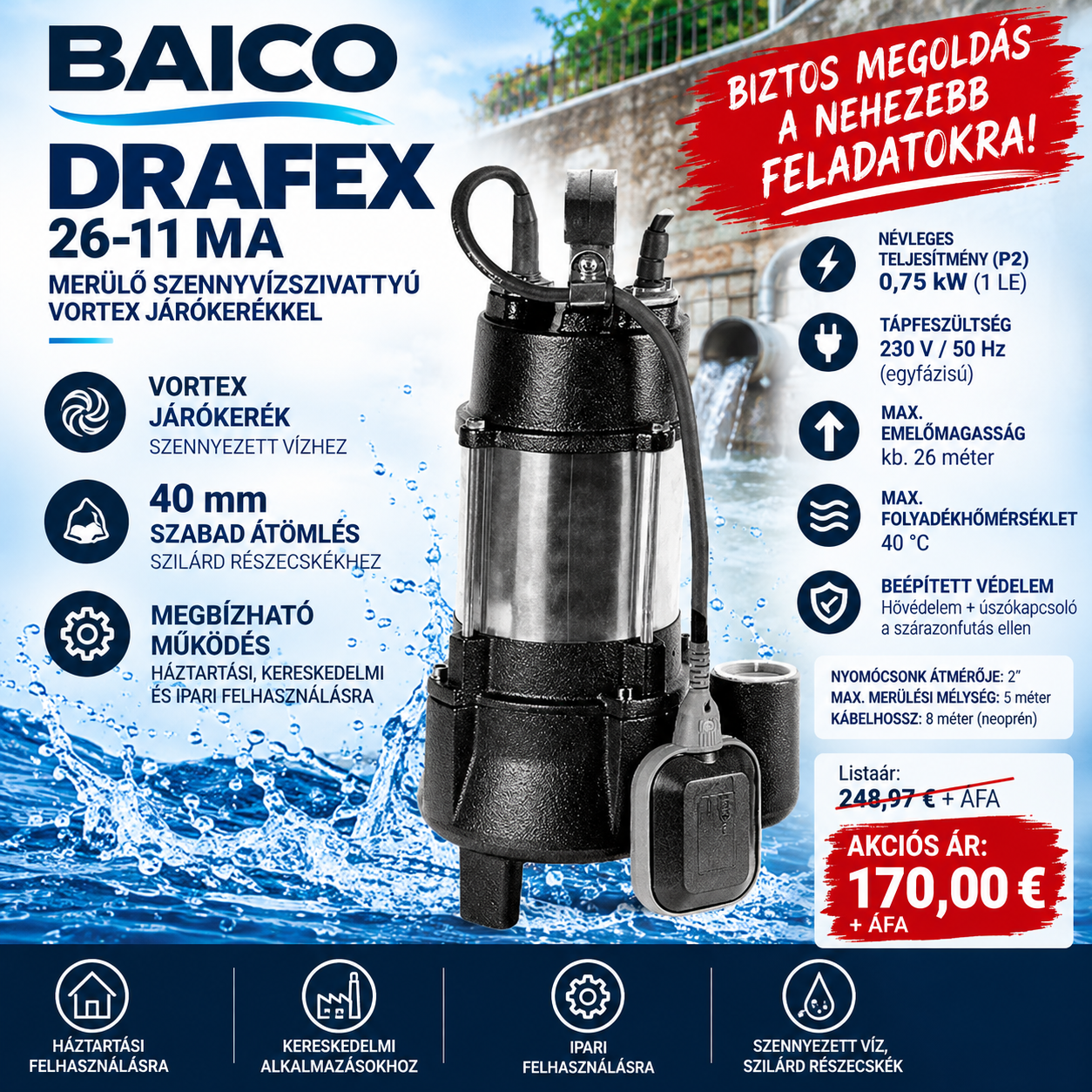 BAICO DRAFEX 26-11 MA szennyvízszivattyú