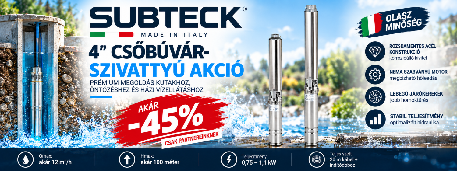 SUBTECK K4SDP csőbúvár-szivattyúk akció