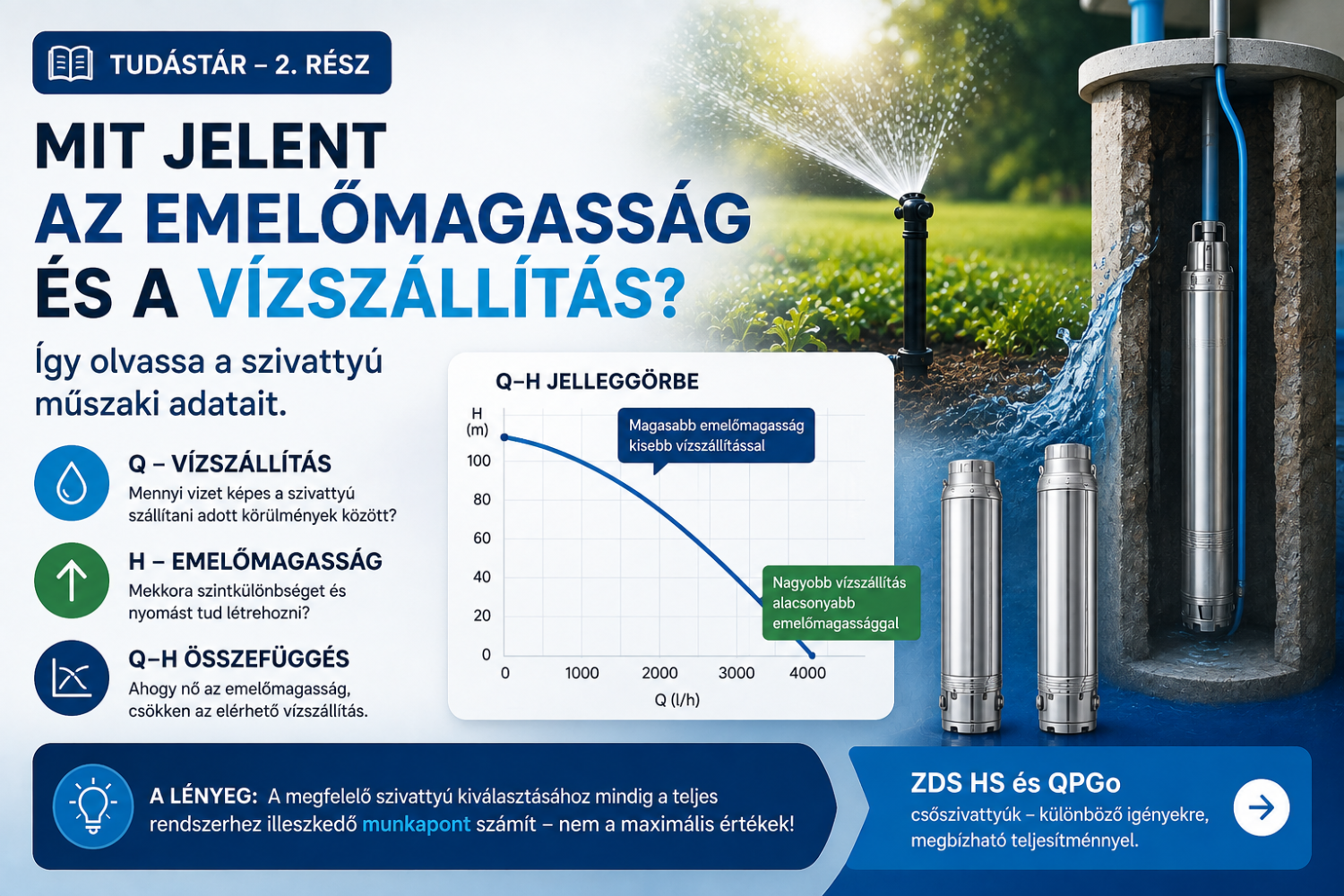 Emelőmagasság és vízszállítás – Mit jelent a Q és H?