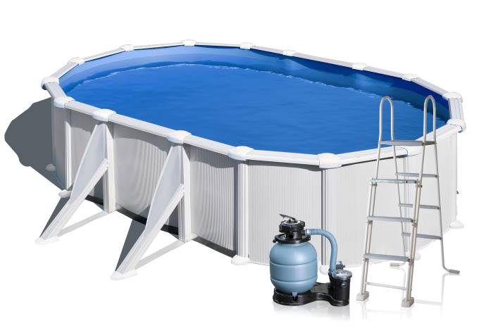 Fluidra - Fehér fémpalástos medence szett | 610 x 375 x 132 cm külső merevítő lábbal