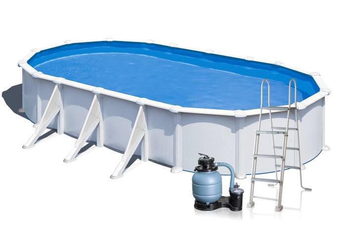 Fluidra - Fehér fémpalástos medence szett| 730 x 375 x 132 cm külső merevítő lábbal