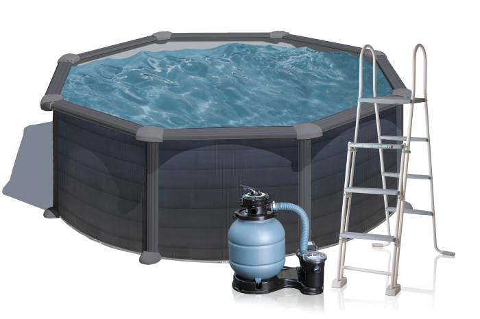 Fluidra - Grafit fémpalástos medence szett | 460 x 132 cm kör 
