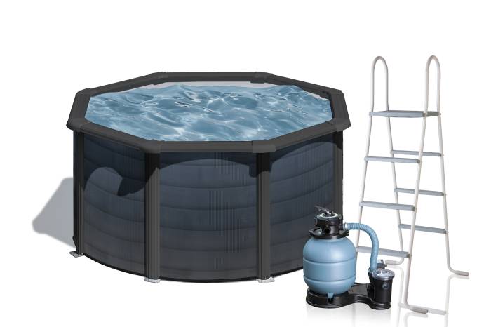 Fluidra - Grafit fémpalástos medence szett | 240 x 120 cm kör 