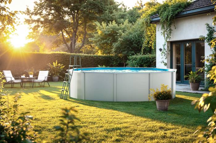 Fehér fémpalástos medence szett | 350 x 120 cm kör 