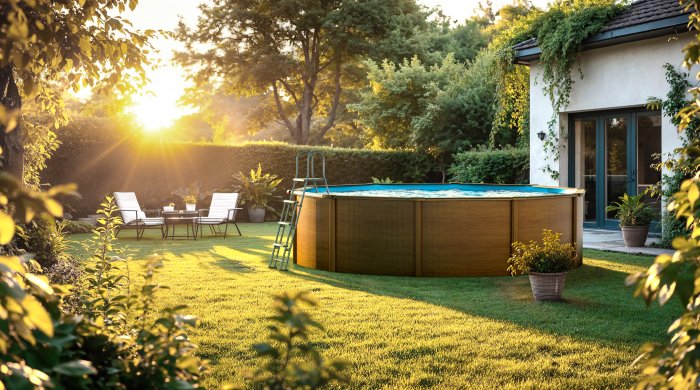 Fa mintázatú fémpalástos medence szett | 460 x 120 cm kör 