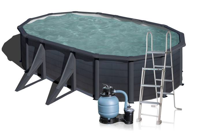 Fluidra - Grafit fémpalástos medence szett | 500 x 300 x 120 cm külső merevítő lábbal