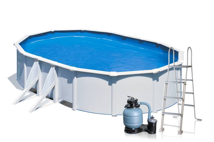 Fluidra - Fehér fémpalástos medence szett | 609 x 375 x 120 cm külső merevítő lábbal