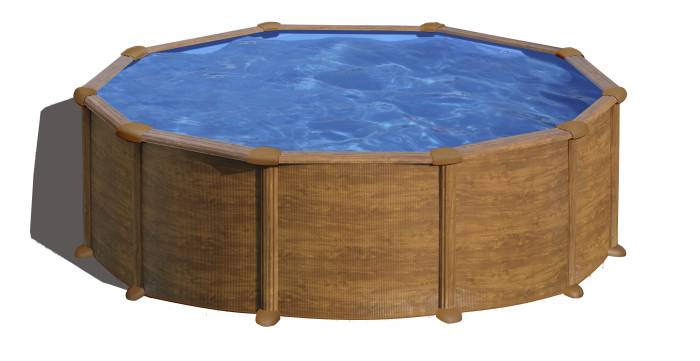Fluidra - Fa mintázatú fémpalástos medence| 610 x 375 x 120 cm