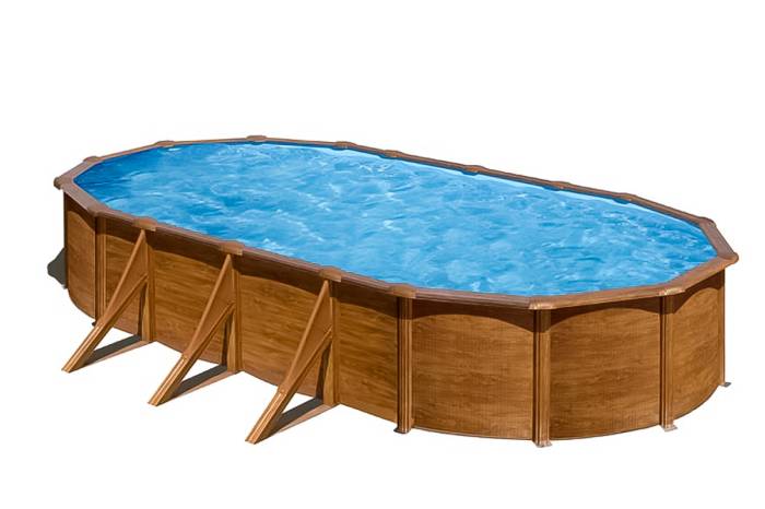 Fluidra - Fa mintázatú fémpalástos medence| 730 x 375 x 120 cm