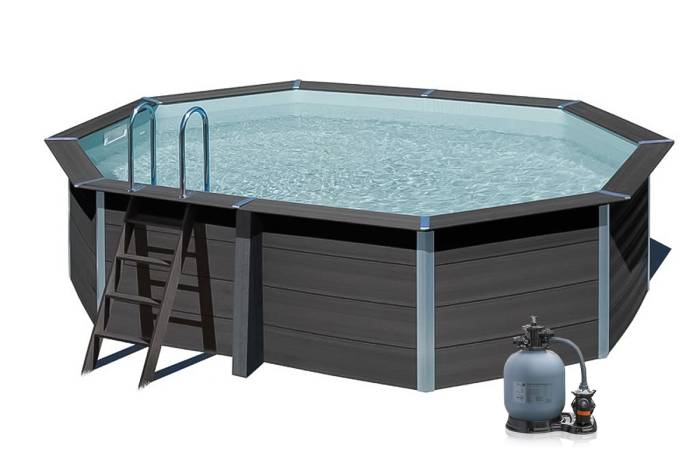 Fluidra - WPC kompozit medence szett | 525 x 386 x 124 cm  (sokszög)
