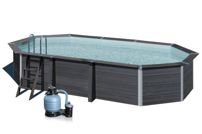 Fluidra - WPC kompozit medence szett | 664 x 386 x 124 cm (sokszög)