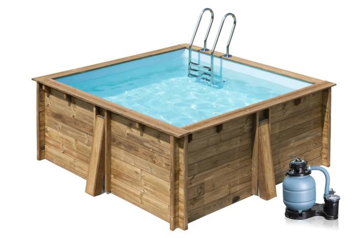 Fluidra - Fa szerkezetű medence szett | 410 x 124 cm négyzet Viereckbecken