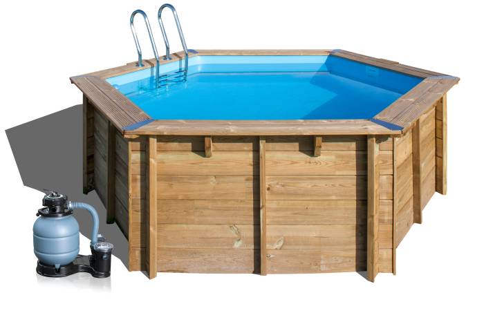 Fluidra - Fa szerkezetű medence szett | 400 x 119 kerek (sokszög) Vanille 2 