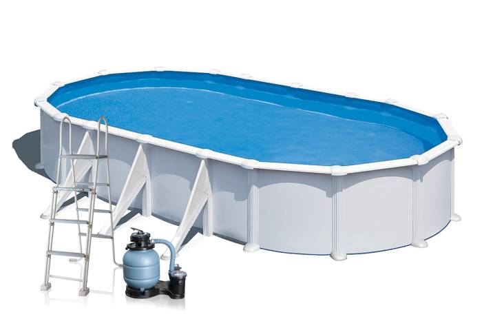 Fluidra - Fehér fémpalástos medence szett | 729 x 375 x 120 cm külső merevítő lábbal