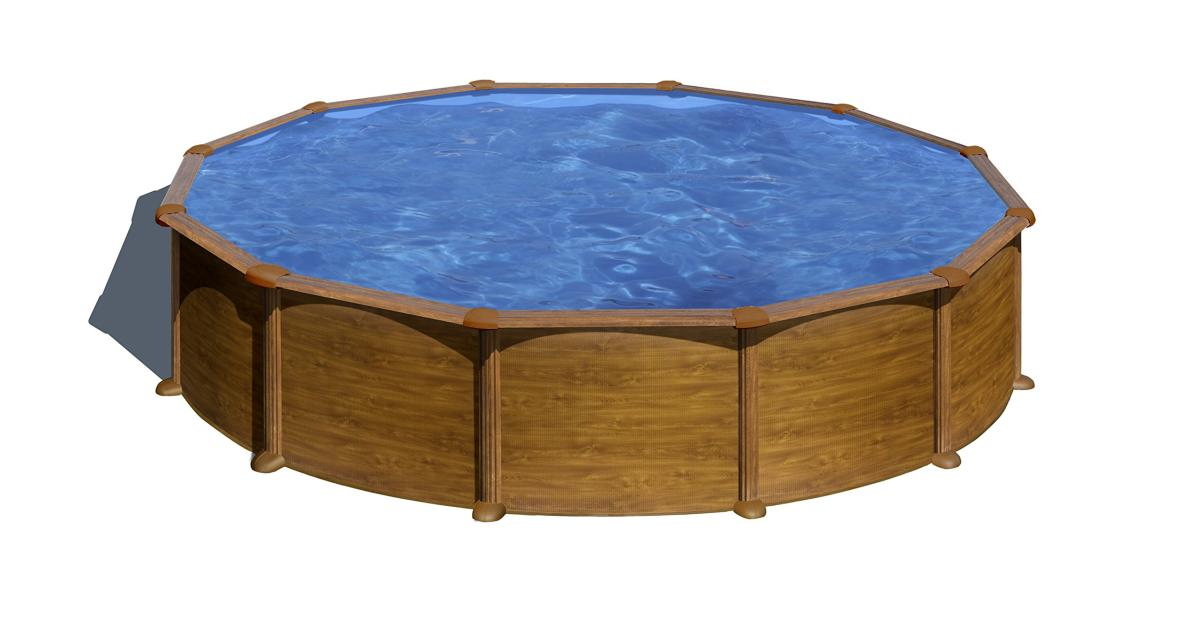 Round Pool Wooden Look Ø550 famintás fémpalástos kerek medence
